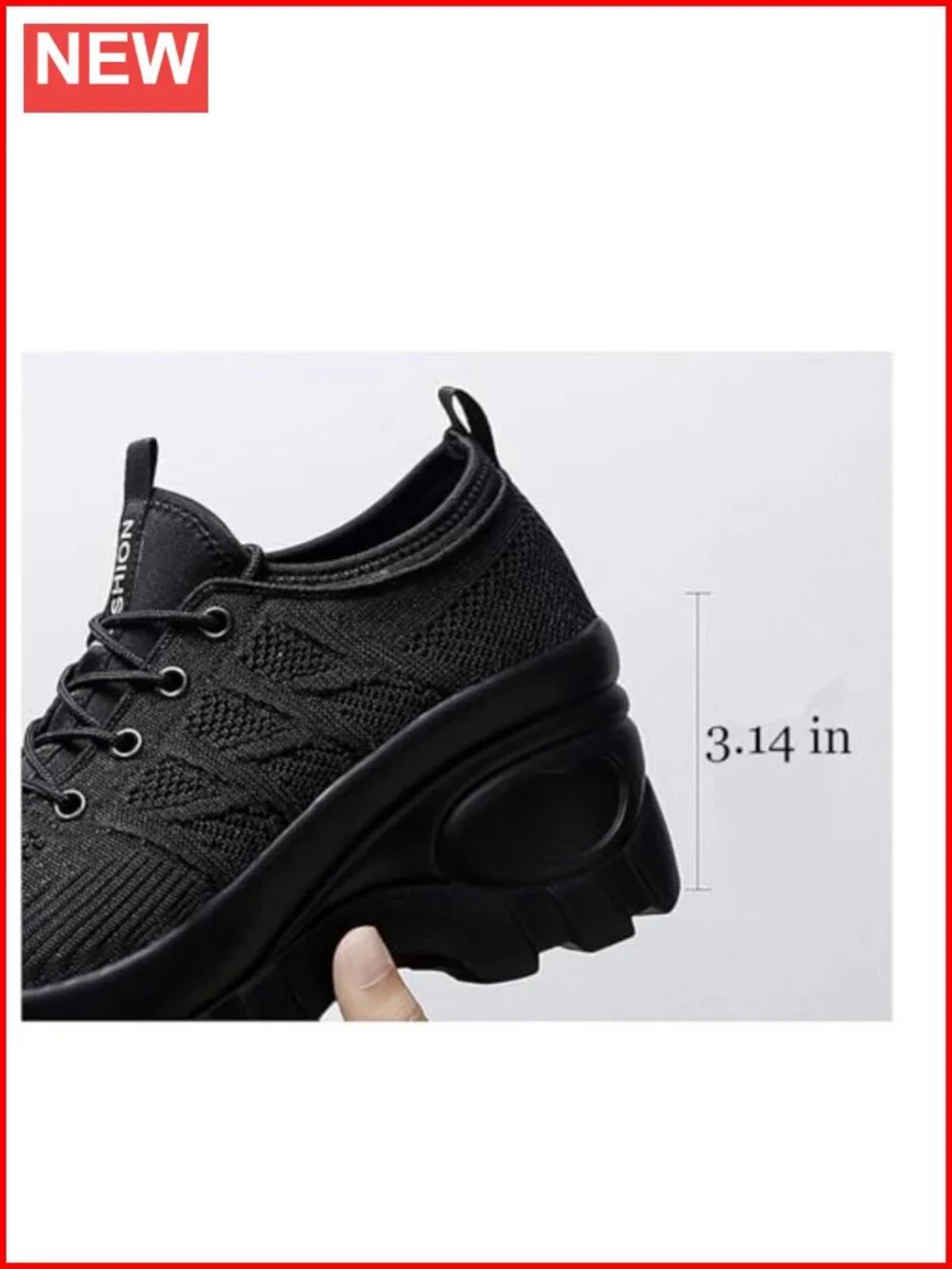Chunky Platform Orthopedic Walking Shoes Knitted Breathable Lace Up Lug Sole